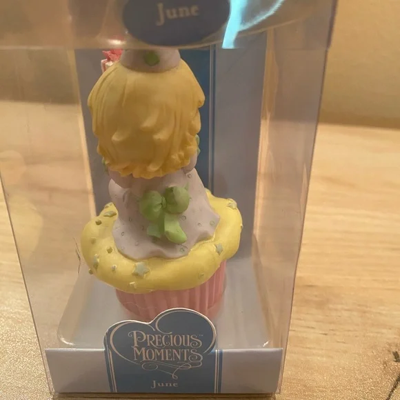 PRECIOUS MOMENTS June Birthday Wishes Figurine sitting on cupcake with present! - Picture 4 of 6